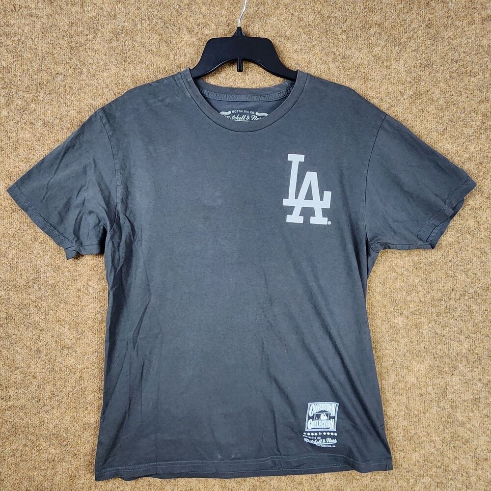 Cooperstown LA Dodger MLB Baseball Graphic Men T-Shirt Gray Large Short Sleeve